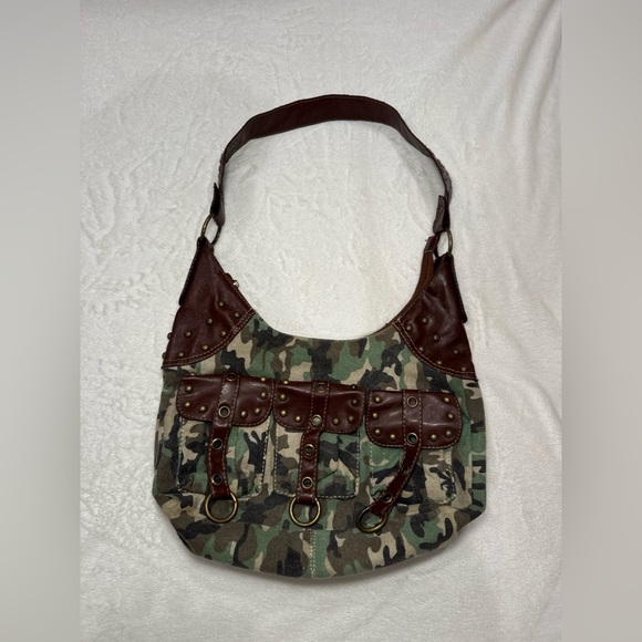 Handbags - Y2K Camo Studded Shoulder Bag